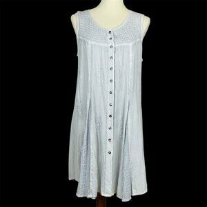 Holy Clothing Sleeveless Tunic Sz 1X Gray Renaissance Whimsigoth Festival Floral